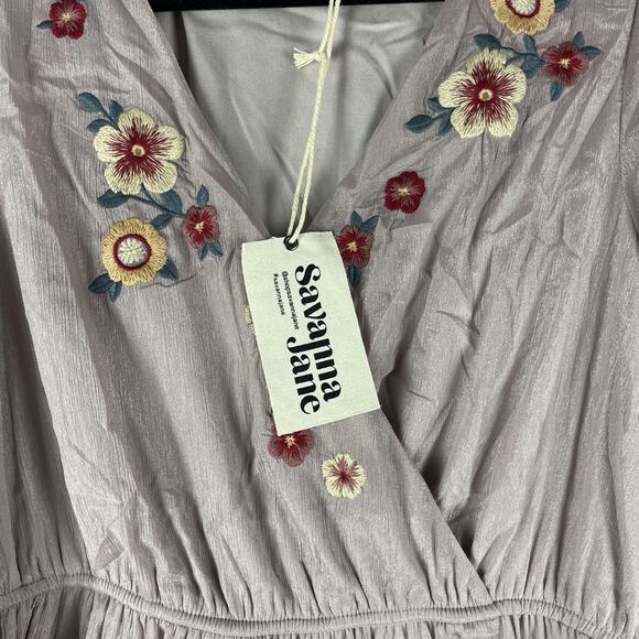 Savanna Jane Tiered Maxi Dress Womens Medium Floral Embroidery Peasant Boho NEW - Picture 4 of 16